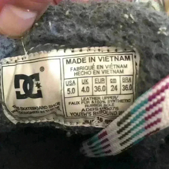 DC gray pink white high top sneakers tennis shoes girl youth 5 - Picture 6 of 6